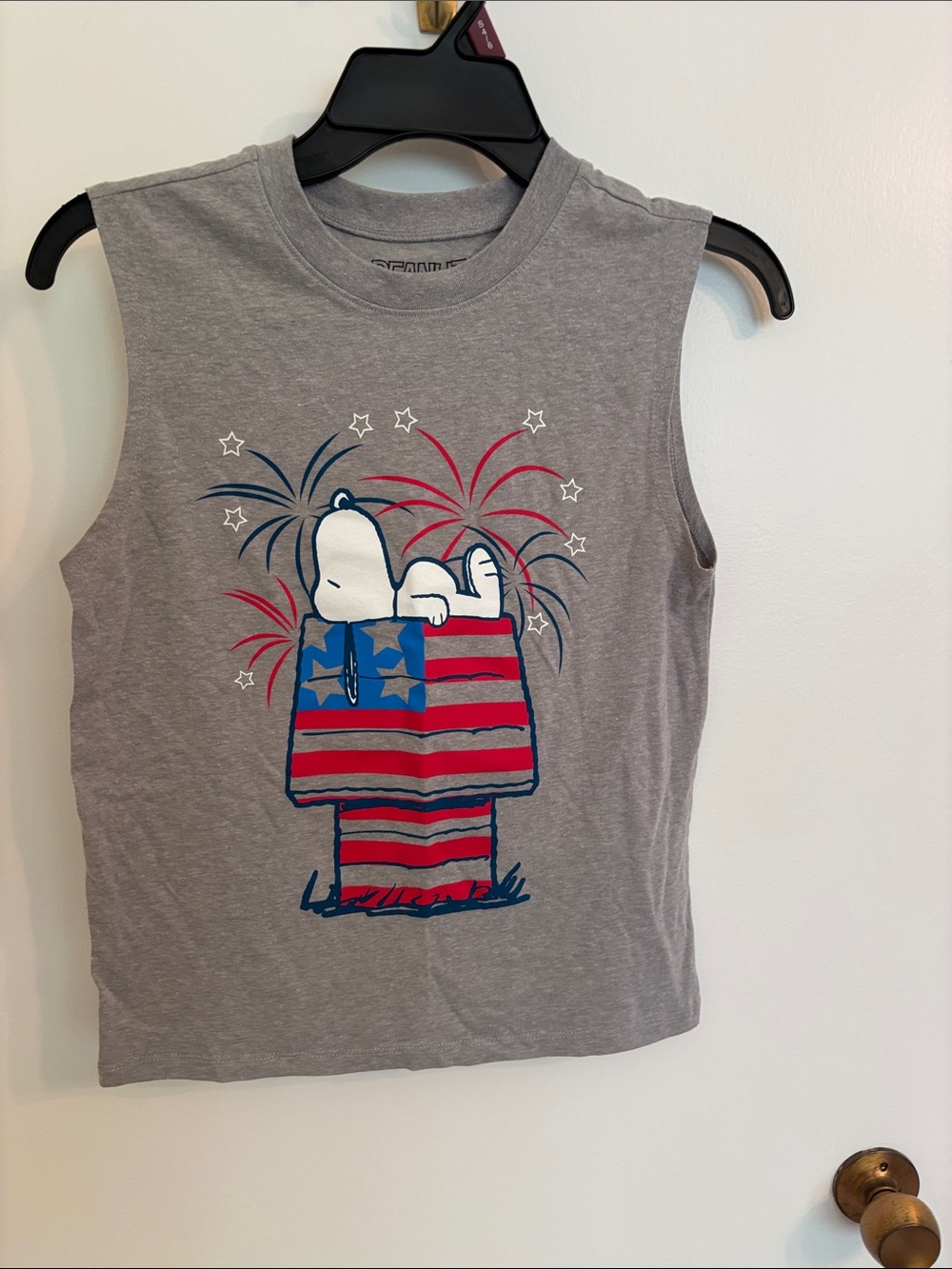 Peanuts Gray Tank Top with Snoopy Patriotic Graphic